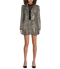 A Loves A Metallic Houndstooth High Rise Pleated A-Line Mini Coordinating Skirt