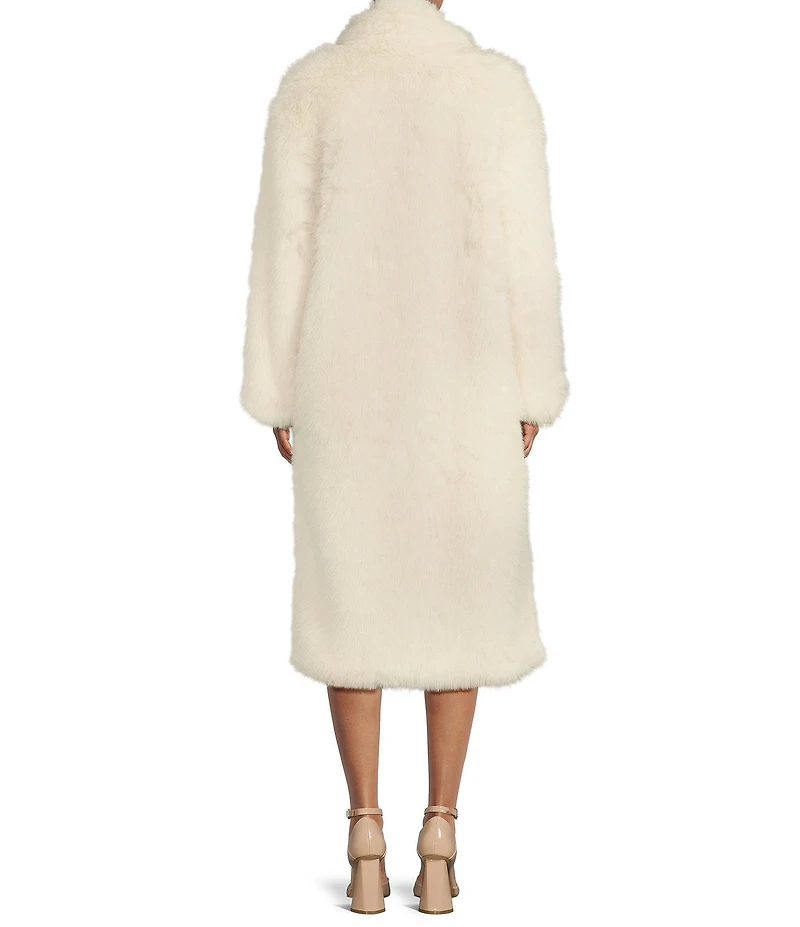 A Loves A Oversized Long Faux Fur Double Breasted Notch Lapel Coat