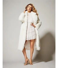A Loves A Oversized Long Faux Fur Double Breasted Notch Lapel Coat