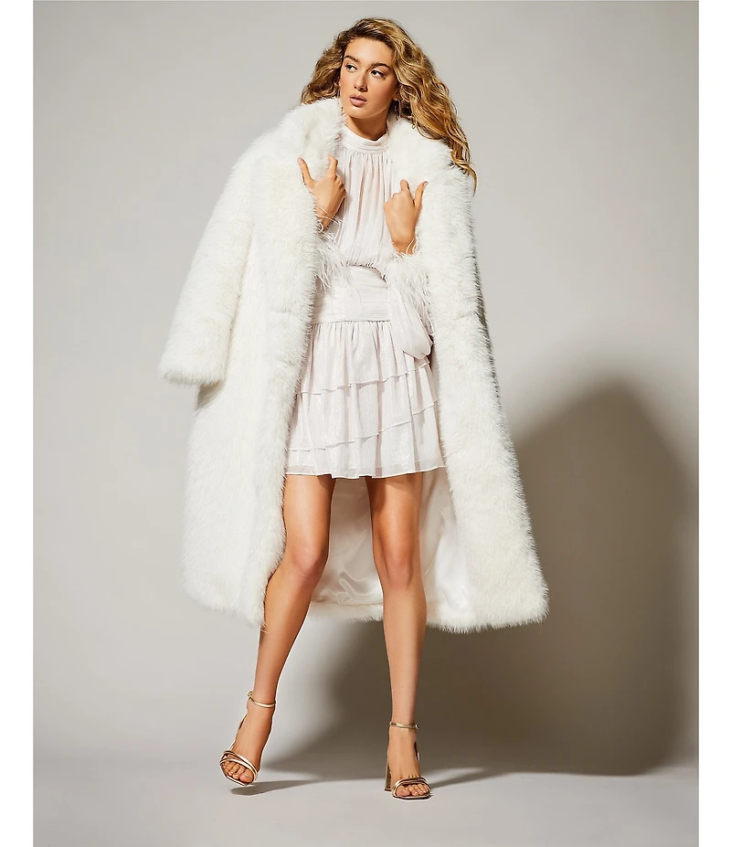 A Loves A Oversized Long Faux Fur Double Breasted Notch Lapel Coat