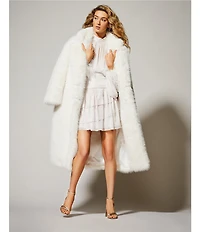 A Loves A Oversized Long Faux Fur Double Breasted Notch Lapel Coat