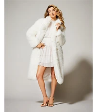 A Loves A Oversized Long Faux Fur Double Breasted Notch Lapel Coat