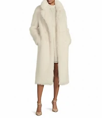 A Loves A Oversized Long Faux Fur Double Breasted Notch Lapel Coat