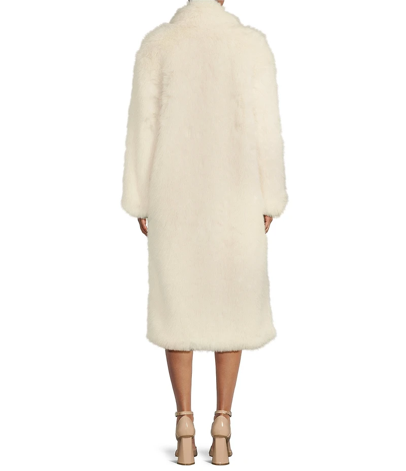 A Loves A Oversized Long Faux Fur Double Breasted Notch Lapel Coat
