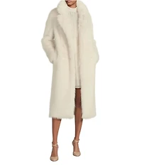 A Loves A Oversized Long Faux Fur Double Breasted Notch Lapel Coat
