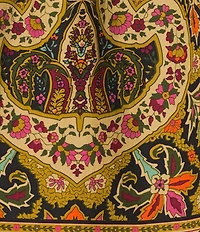 A Loves A Paisley Print Woven Mandarian Collar V-Neck Long Balloon Sleeve Blouse