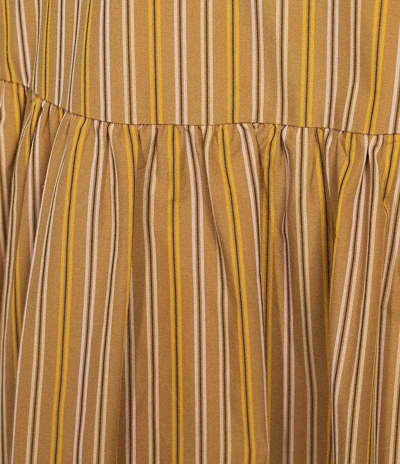 A Loves A Pinstripe Woven Mid Rise Drop Waist A-Line Bubble Hem Coordinating Midi Skirt