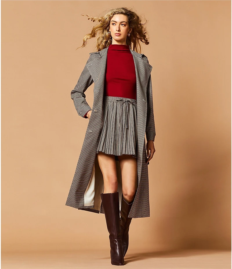 A Loves A Plaid Print High Rise Tie Waist Pleated A-Line Swing Mini Coordinating Skirt