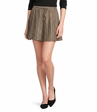 A Loves A Plaid Print High Rise Tie Waist Pleated A-Line Swing Mini Coordinating Skirt