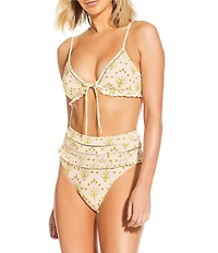 A Loves A Pretty Posey Ruffle Triangle Bralette Swim Top