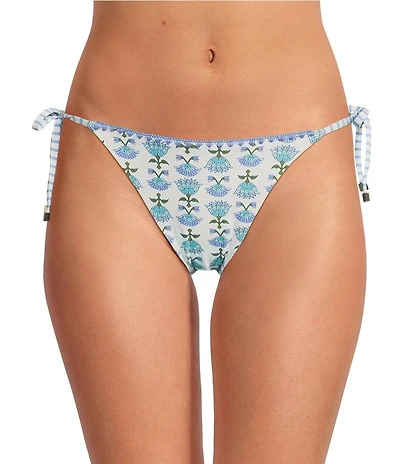 A Loves A Reversible Chevron Flower Tie Side Embroidered Swim Bottom