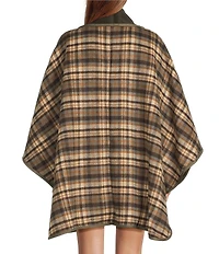A Loves A Reversible Wool Blend Crew Neck Button Front Long Drape Sleeve Cape Jacket with Scarf