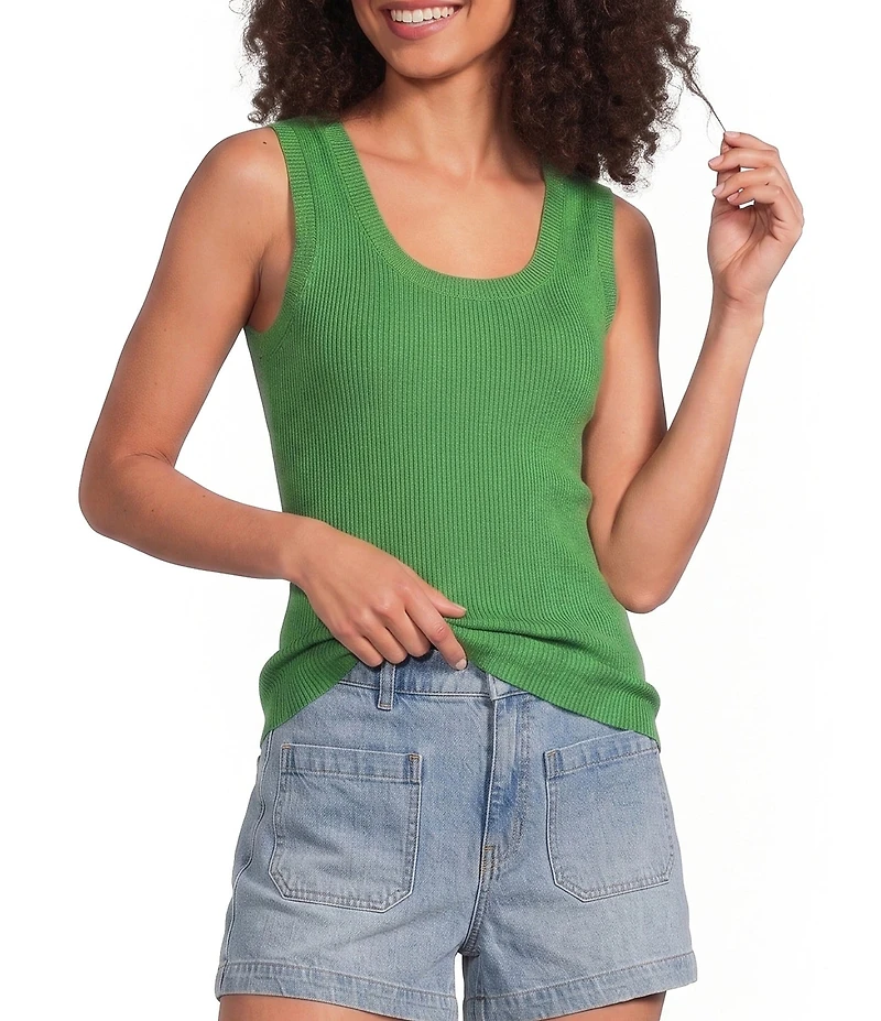 A Loves A Ribbed Knit Scoop Neck Sleeveless Tank
