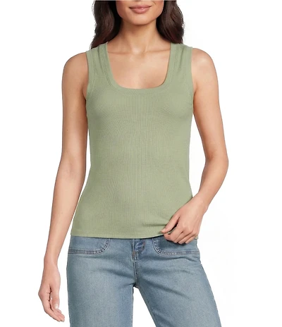 A Loves A Ribbed Knit Scoop Neck Sleeveless Tank