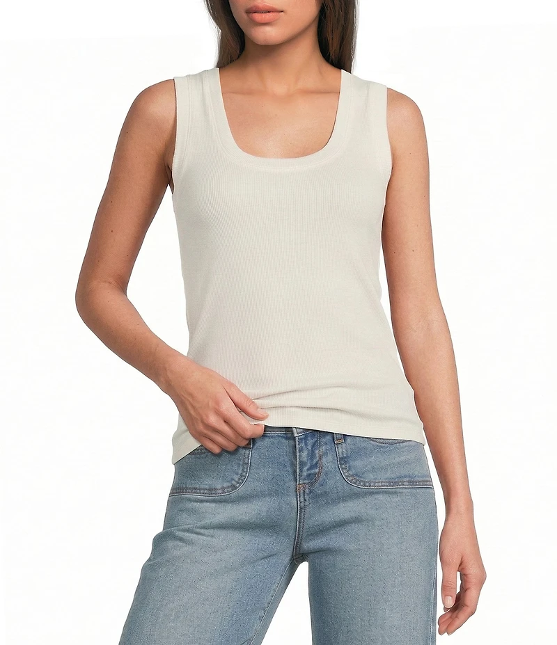 A Loves A Ribbed Knit Scoop Neck Sleeveless Tank