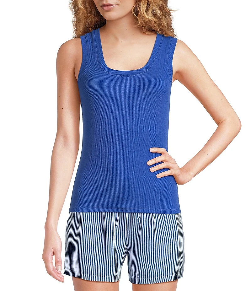 A Loves A Ribbed Knit Sleeveless Scoop Neck Tank