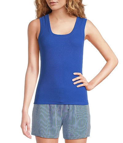 A Loves A Ribbed Knit Sleeveless Scoop Neck Tank