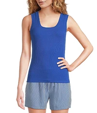 A Loves A Ribbed Knit Sleeveless Scoop Neck Tank