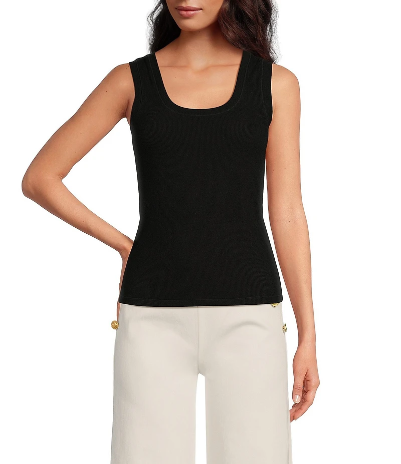 A Loves A Ribbed Knit Sleeveless Scoop Neck Tank