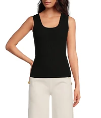 A Loves A Ribbed Knit Sleeveless Scoop Neck Tank
