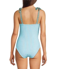 A Loves A Rio Garden Border Print Reversible Bandeau Tie Shoulder One Piece Swimsuit