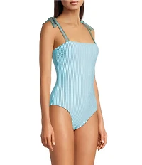 A Loves A Rio Garden Border Print Reversible Bandeau Tie Shoulder One Piece Swimsuit