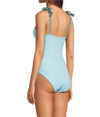 A Loves A Rio Garden Border Print Reversible Bandeau Tie Shoulder One Piece Swimsuit