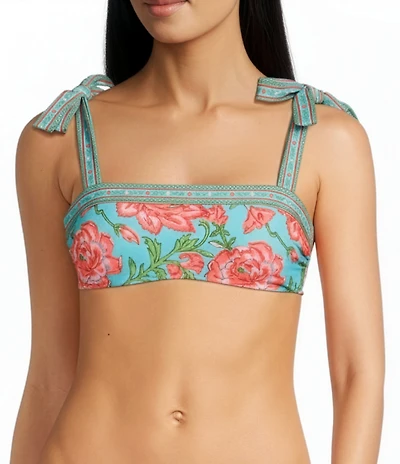 A Loves A Rio Garden Reversible Border Print Tie Shoulder Bandeau Swim Top