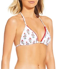 A Loves A Rosebud Embroidered Reversible Triangle Swim Top