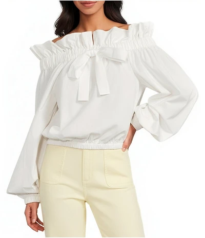 A Loves A Ruffle Off-the-Shoulder Long Balloon Sleeve Bubble Hem Coordinating Top