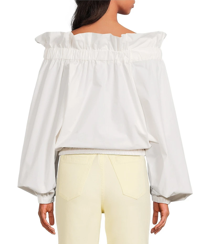 A Loves A Ruffle Off-the-Shoulder Long Balloon Sleeve Bubble Hem Coordinating Top