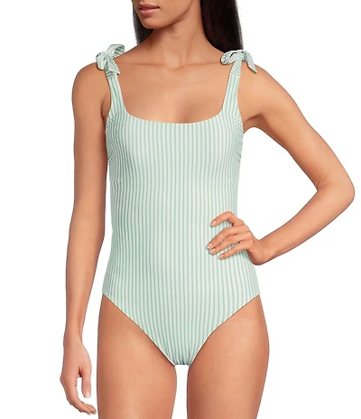 A Loves A Seaside Reversible Square Neck Tie Shoulder Bandeau One Piece Swimsuit