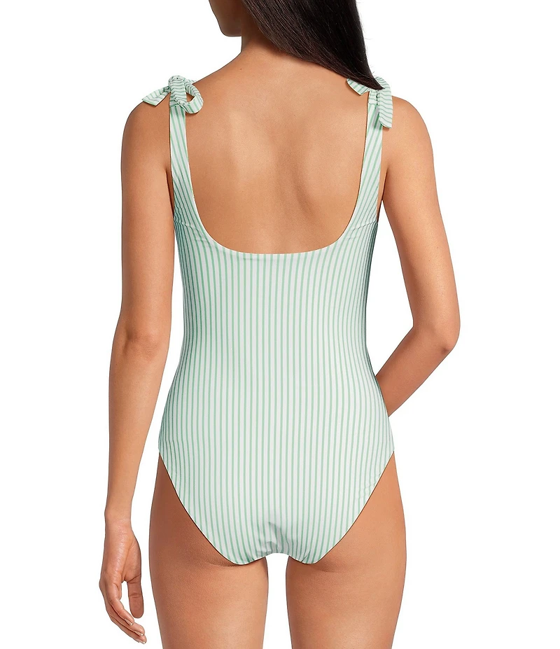 A Loves A Seaside Reversible Square Neck Tie Shoulder Bandeau One Piece Swimsuit