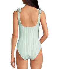 A Loves A Seaside Reversible Square Neck Tie Shoulder Bandeau One Piece Swimsuit