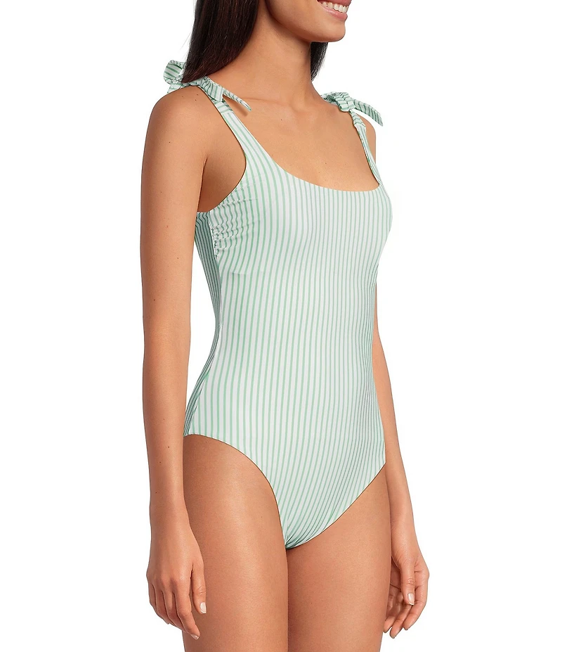 A Loves A Seaside Reversible Square Neck Tie Shoulder Bandeau One Piece Swimsuit