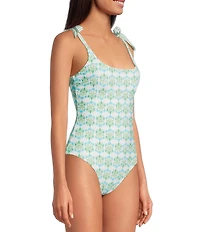 A Loves A Seaside Reversible Square Neck Tie Shoulder Bandeau One Piece Swimsuit