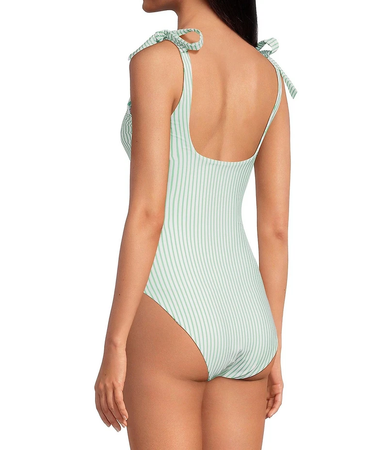 A Loves A Seaside Reversible Square Neck Tie Shoulder Bandeau One Piece Swimsuit