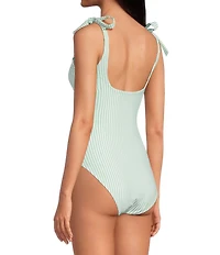A Loves A Seaside Reversible Square Neck Tie Shoulder Bandeau One Piece Swimsuit