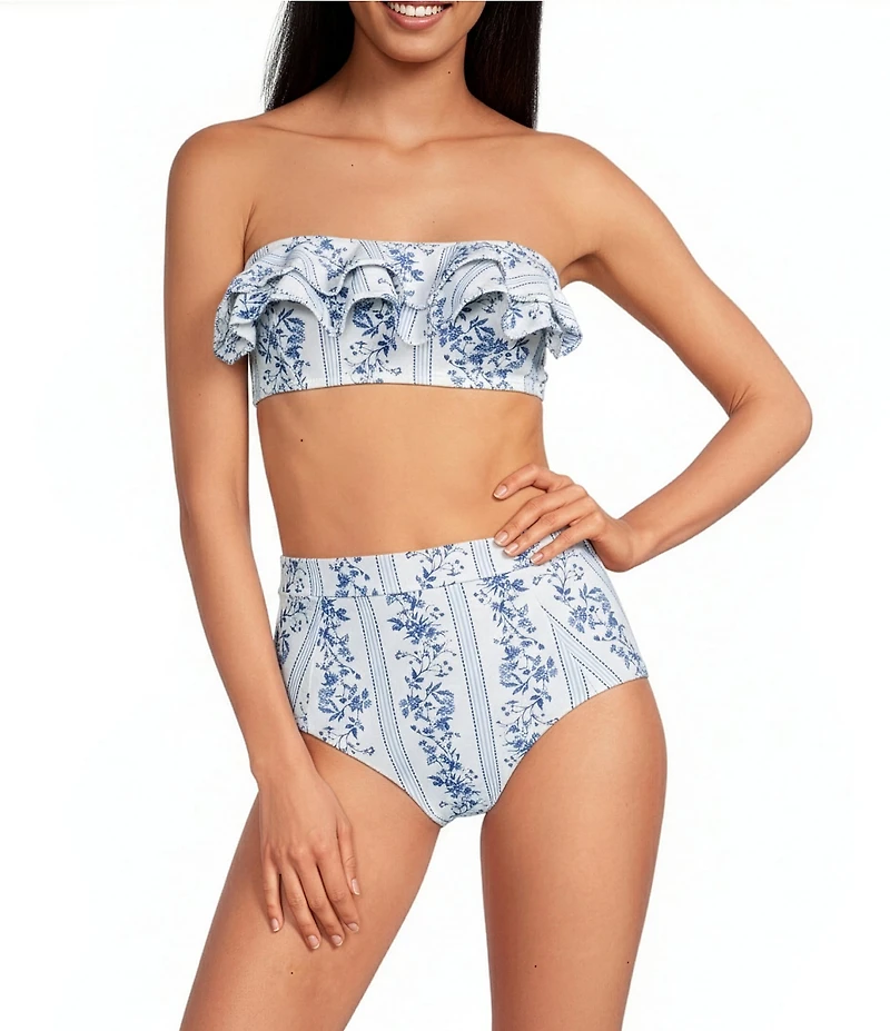 A Loves A Skies The Limit Bonded Ruffle Bandeau Swim Top