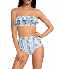 A Loves A Skies The Limit Bonded Ruffle Bandeau Swim Top