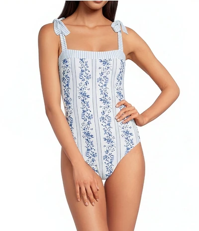 A Loves A Skies The Limit Reversible Border Print Tie Shoulder One Piece Swimsuit