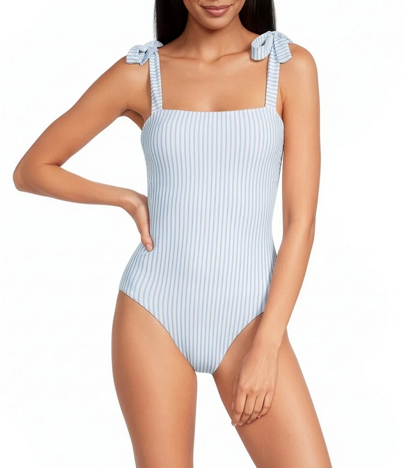 A Loves A Skies The Limit Reversible Border Print Tie Shoulder One Piece Swimsuit