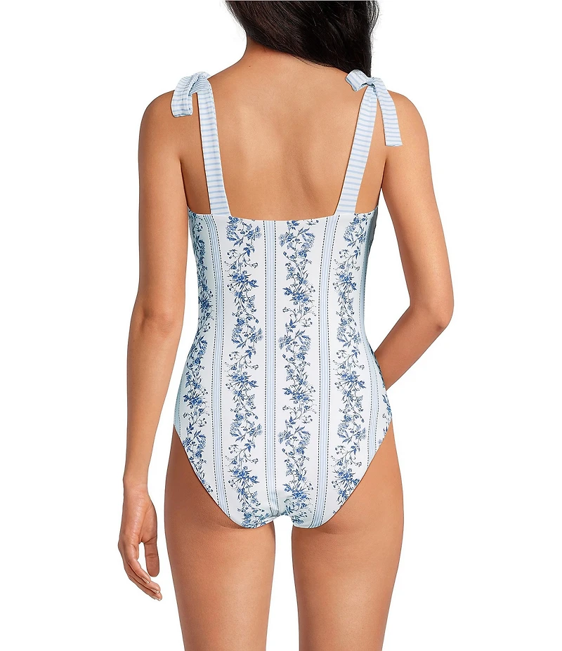 A Loves A Skies The Limit Reversible Border Print Tie Shoulder One Piece Swimsuit
