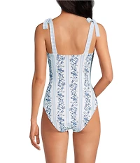 A Loves A Skies The Limit Reversible Border Print Tie Shoulder One Piece Swimsuit