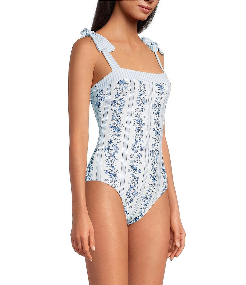A Loves A Skies The Limit Reversible Border Print Tie Shoulder One Piece Swimsuit