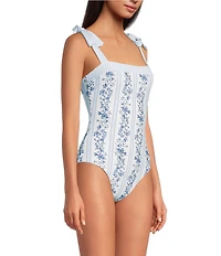 A Loves A Skies The Limit Reversible Border Print Tie Shoulder One Piece Swimsuit