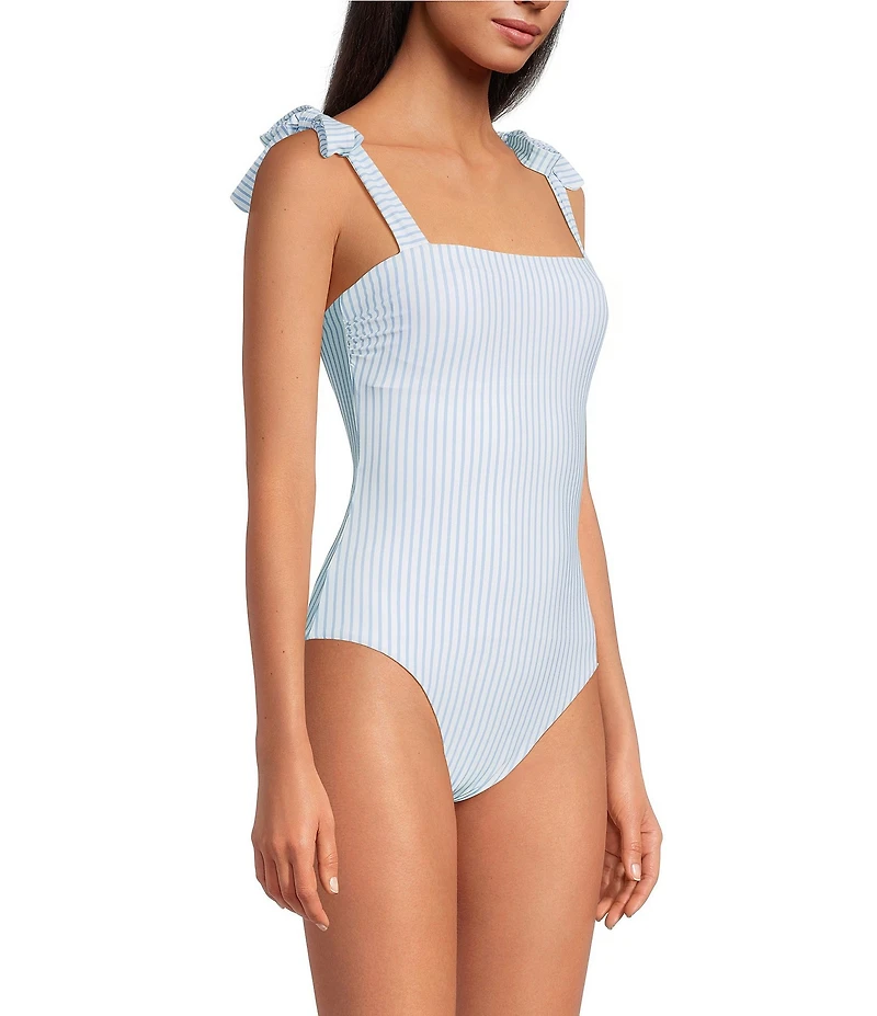 A Loves A Skies The Limit Reversible Border Print Tie Shoulder One Piece Swimsuit