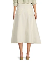 A Loves A Stretch Denim High Rise A-Line Volume Flounce Midi Skirt