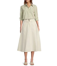 A Loves A Stretch Denim High Rise A-Line Volume Flounce Midi Skirt