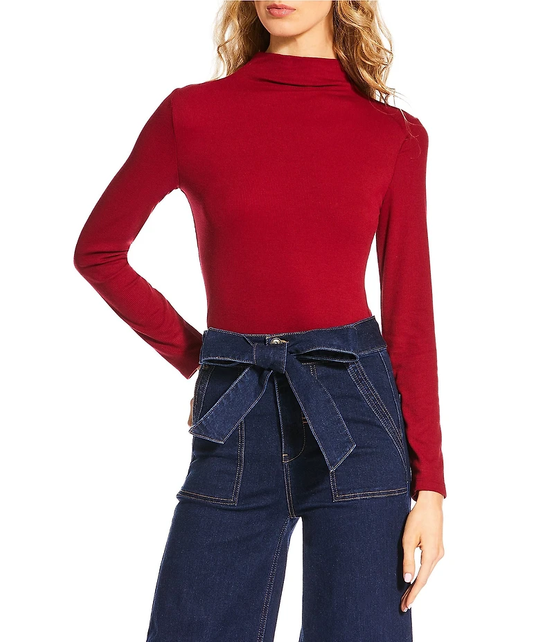 A Loves A Stretch Knit Turtleneck Long Sleeve Tee